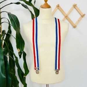 Vintage wide suspenders, red white blue, lumberjack Elastic Suspenders